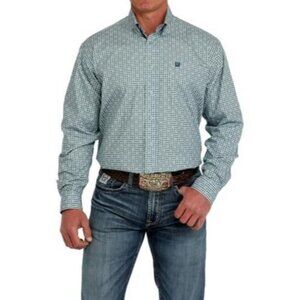 Cinch Men's XL Long Sleeve Geo Print Classic Button Shirt Blue MTW1105892